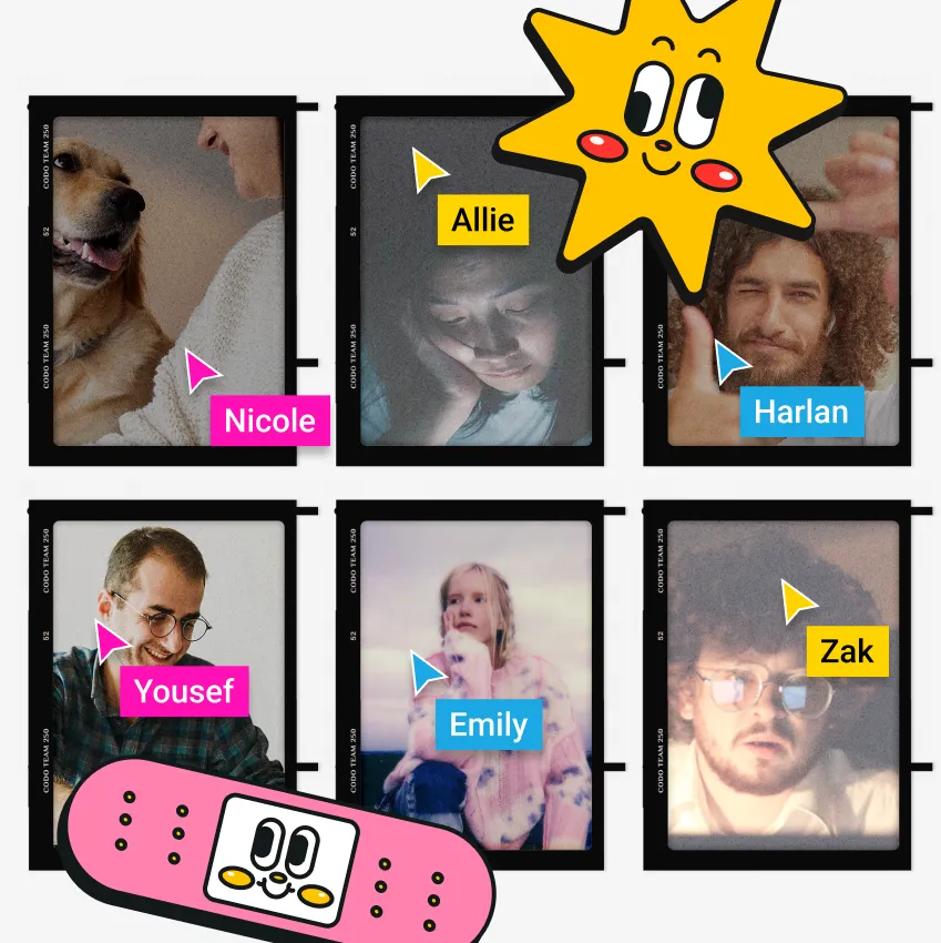 Team member cursors and stickers on Figma