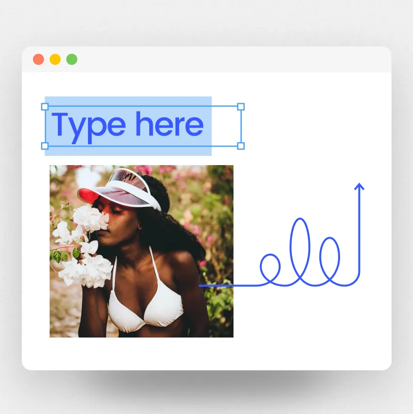 A web page with an image of a stylish black women and a text box that says "Type here"