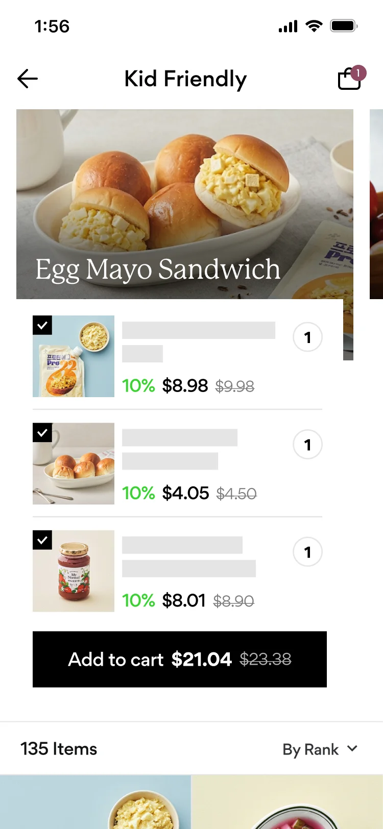 Kid Friendly: Egg mayo sandwich consisting of 3 items — morning rolls, egg salad, strawberry jam