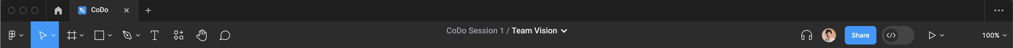Figma app toolbar