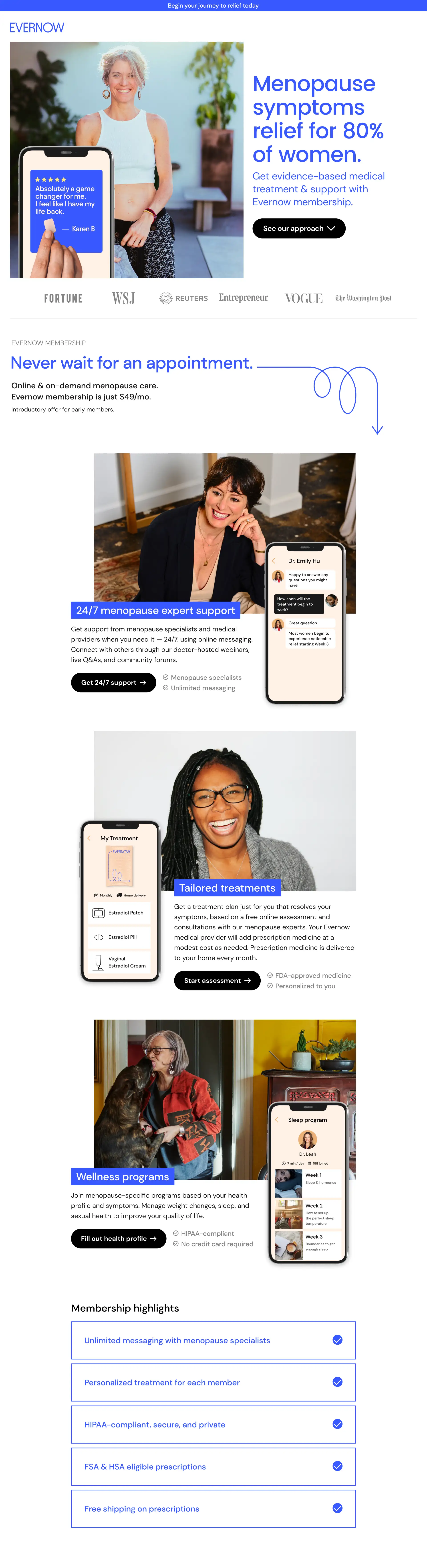 Redesigned landing page (top half)