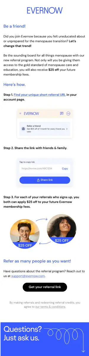Email S5E01: Be a good friend and get $25 off.
