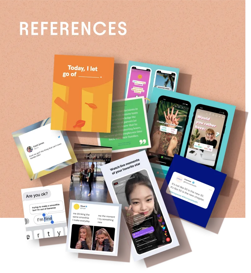 References: Video streaming apps, Instagram Stories, Headspace and other brand posts
