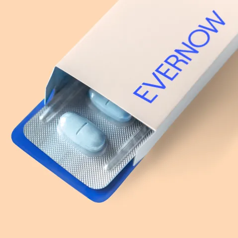 Product mockup image: Estradiol pill in Evernow box