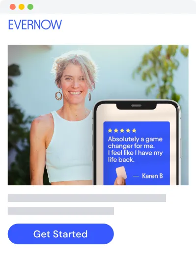 Landing page at Evernow.com with a call to action that says "Get Started"