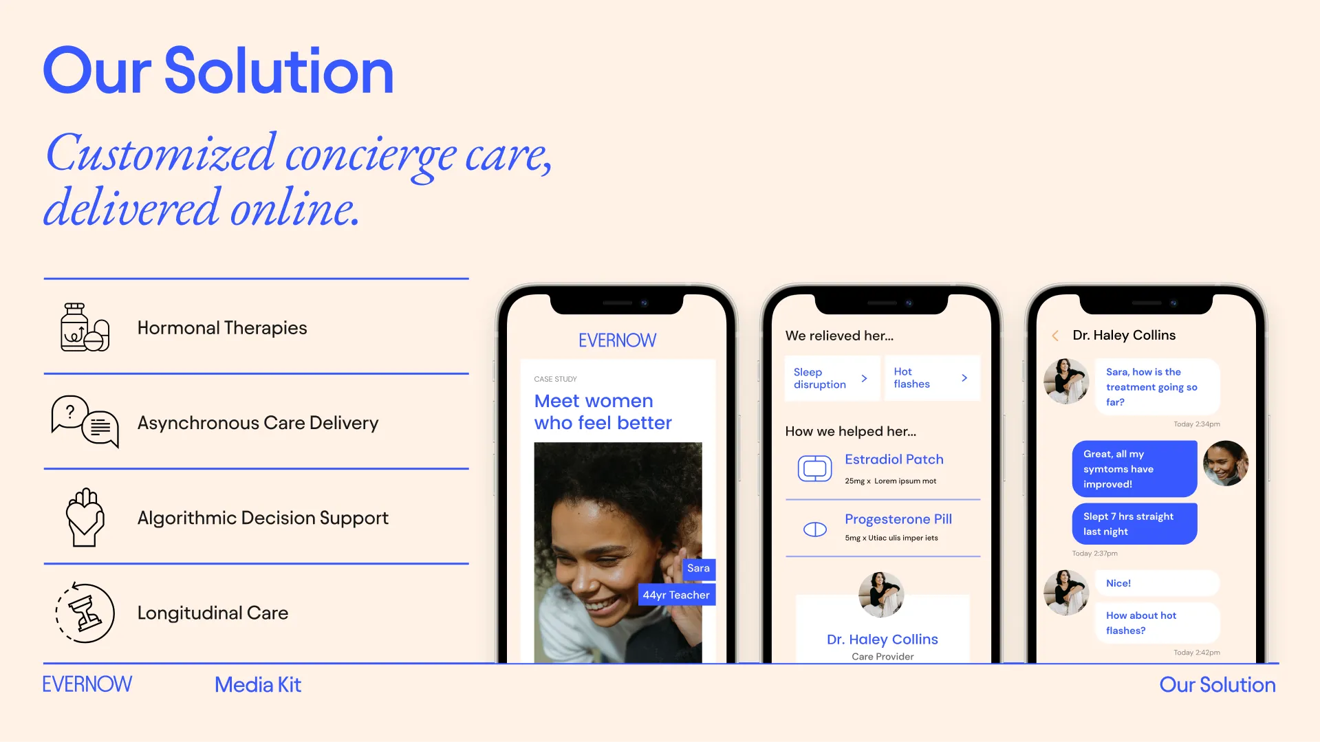 Our Solution:
Customized concierge care, delivered online.