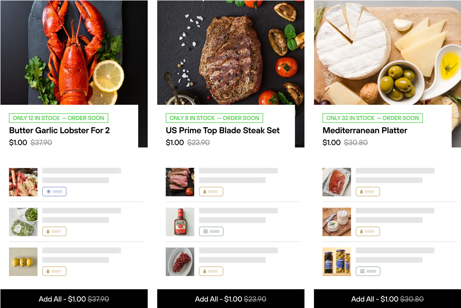 Butter Garlic Lobster For 2 - $1.00
US Prime Top Blade Steak Set - $1.00
Mediterranean Platter - $1.00