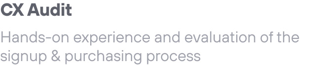CX Audit: Hands-on experience and evaluation of the signup & purchasing process